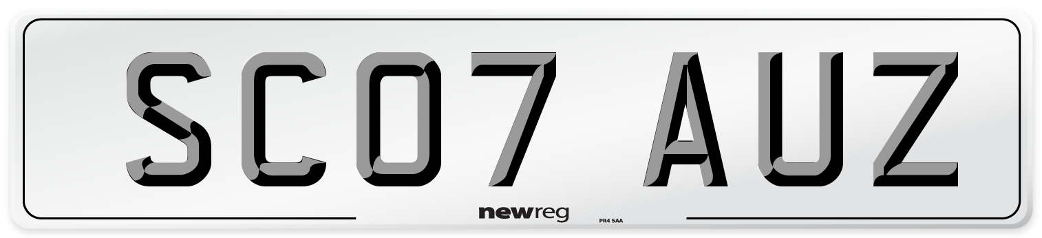 SC07 AUZ Number Plate from New Reg